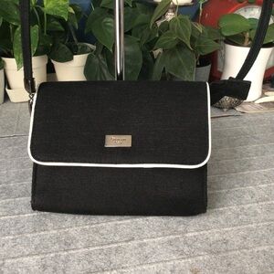 Vintage Canvas Black /White Trim Crossbody Bag with White Trim